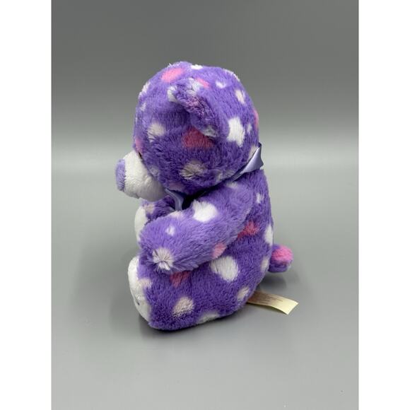 MTY International Purple Teddy Bear W/ Hearts Plush Stuffed Animal 7” - Picture 4 of 8